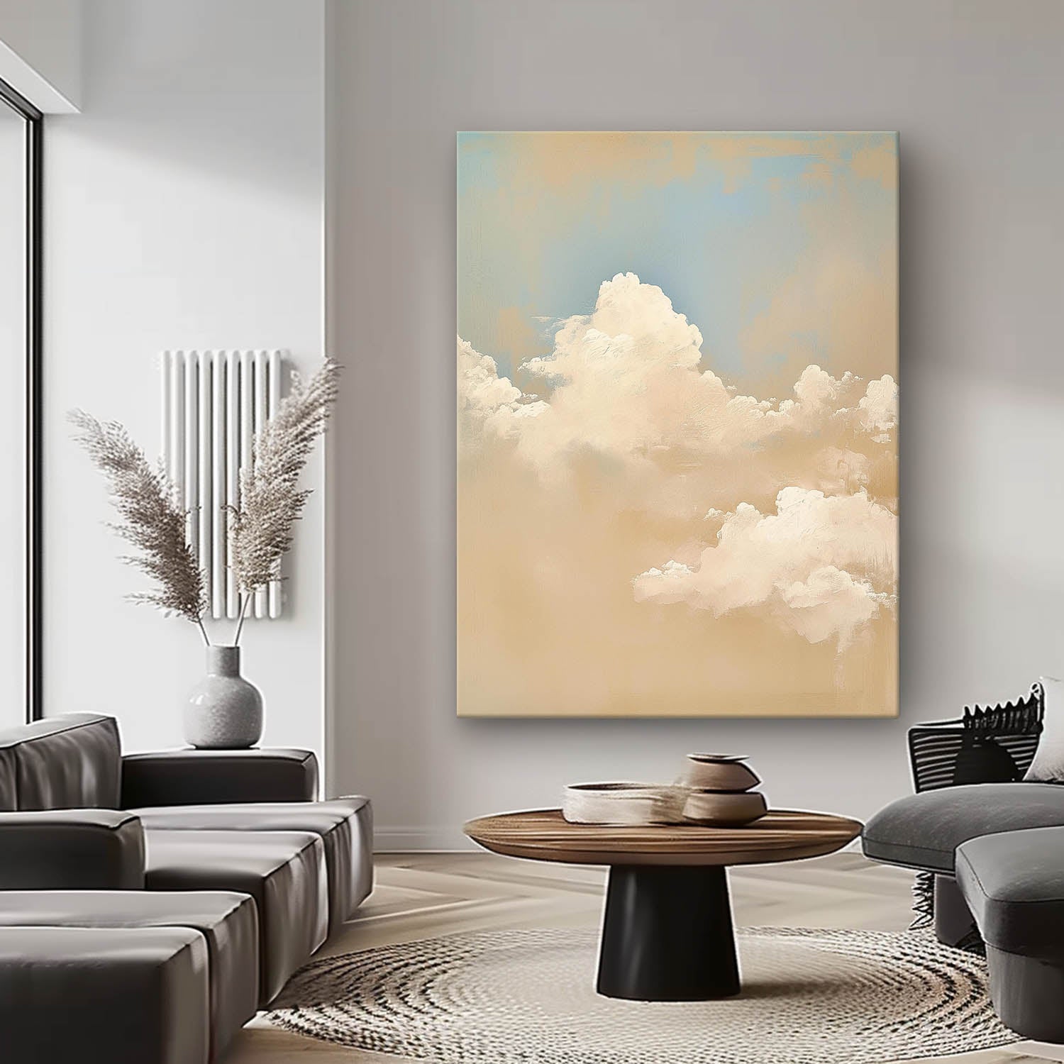 Abstract Cloud Oil Painting Warm Yellow Cloudiness Texture Large Cloud Painting On Canvas For Living Room