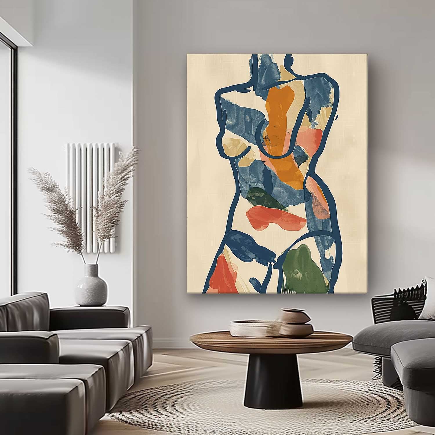 Figure Contour Acrylic Painting Minimalism Graffiti Oil painting Colors Original Abstract Body Line Outline Wall Art
