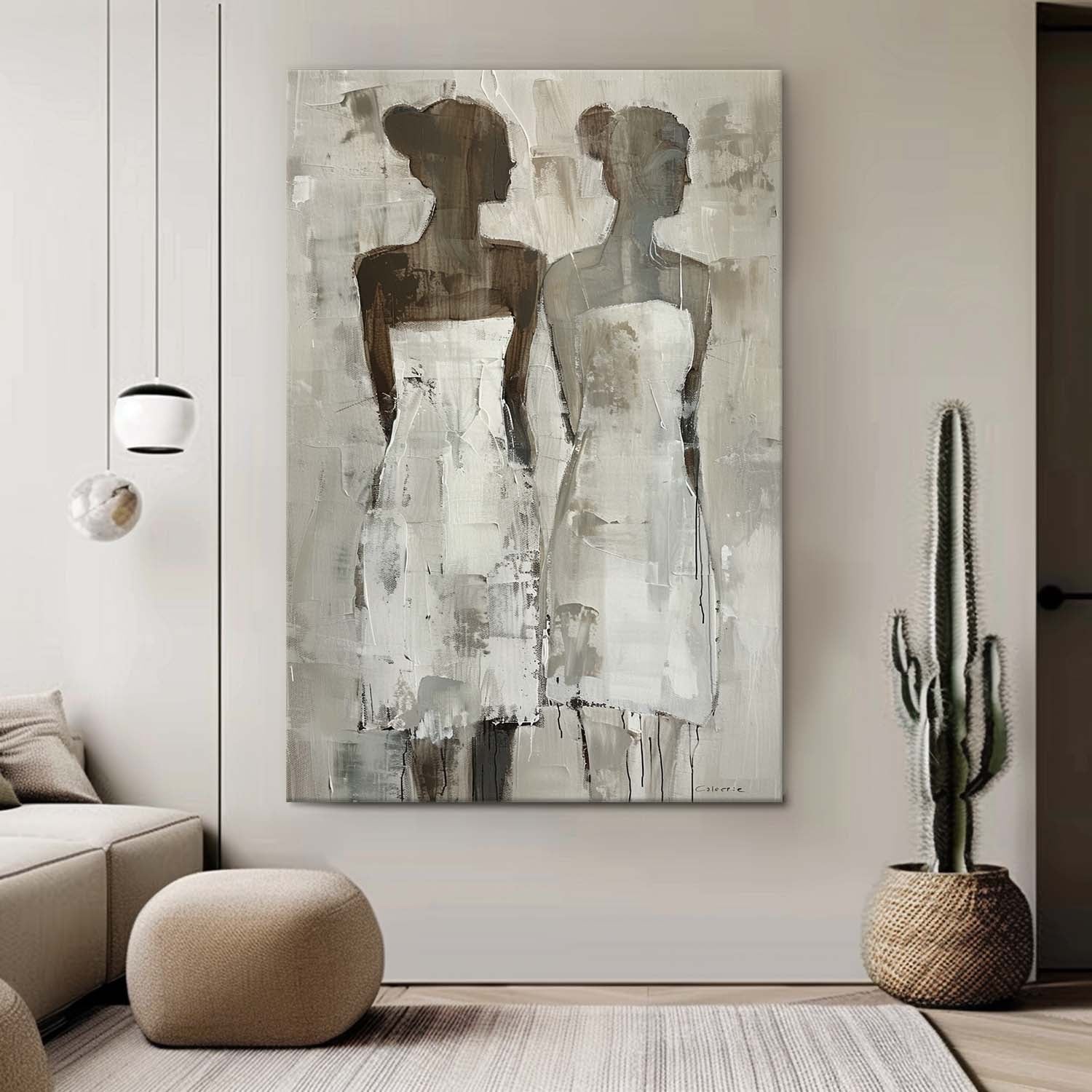 Original Woman Silhouettes Wall Art Large Figure Painting Shadow Abstract Artwork For Living Room