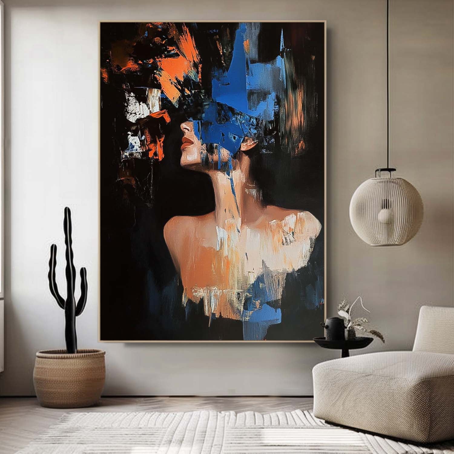 Woman Contemporary Artwork Abstract Female Oil Painting On Canvas Original Texture Noble Lady Wall Art