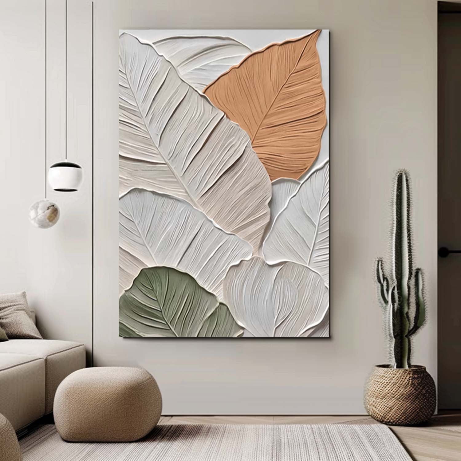 3D Leaf Painting Acrylic Textured Foliage Art Impressionist Plant Paintings For Living Roomleaf