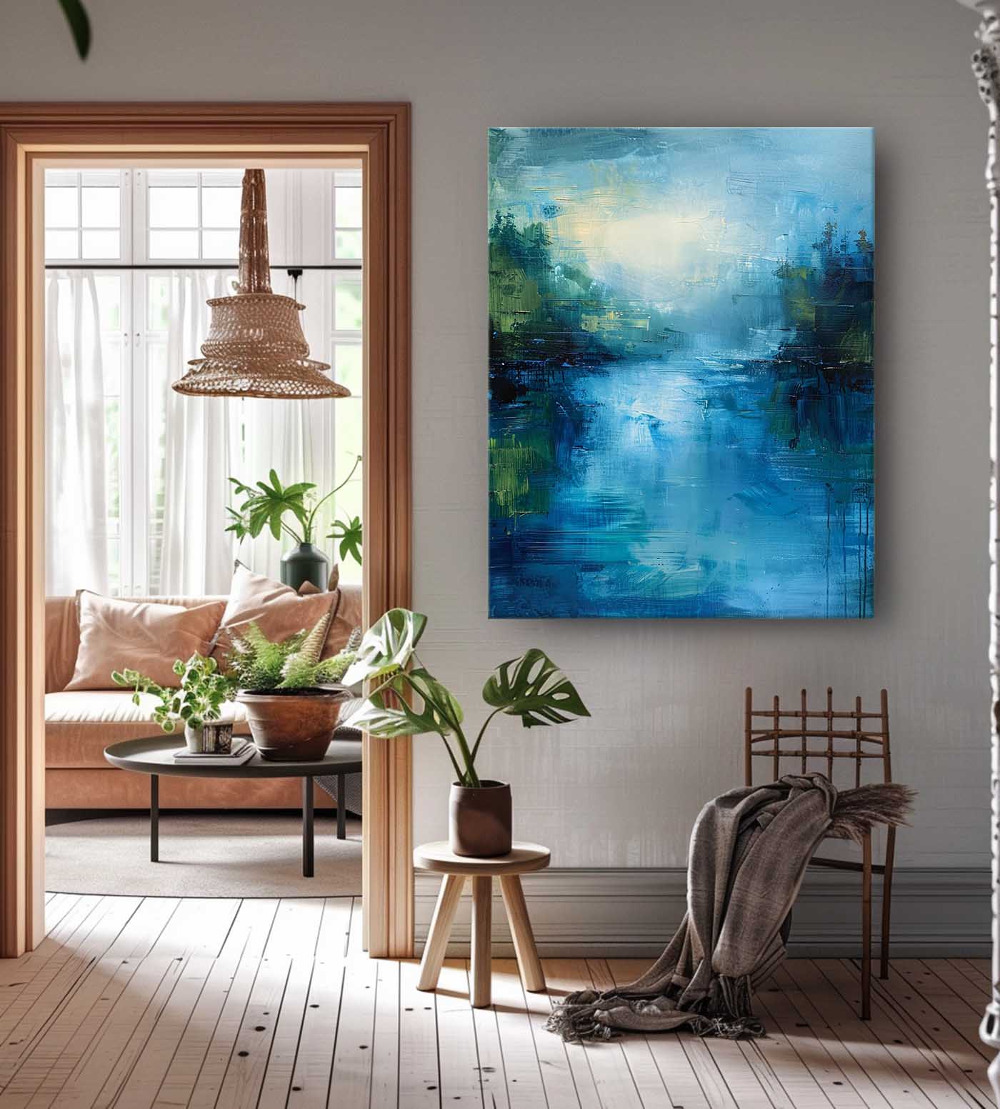 Large Abstract Landscape Painting On Canvas Original Vertical Painting Modern Scenery Wall Art