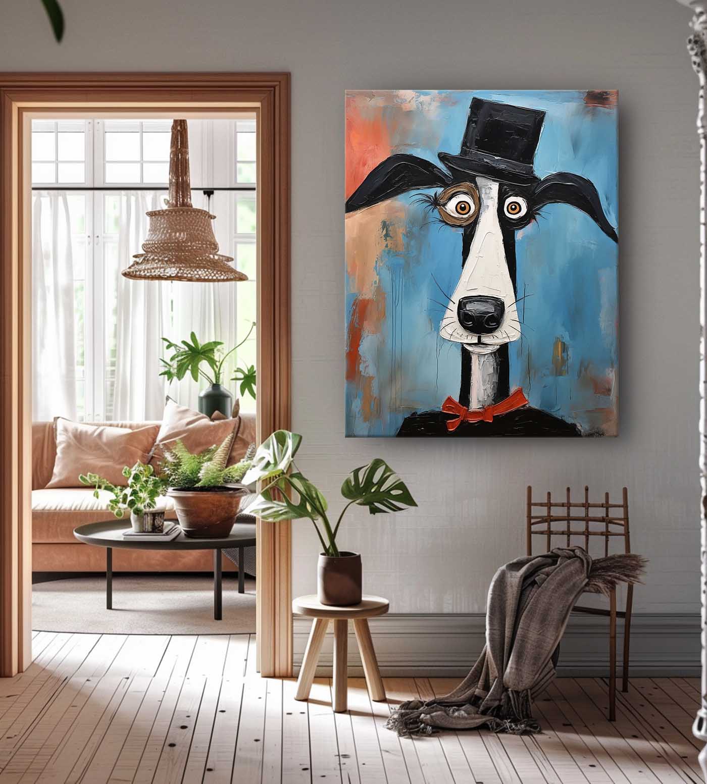 Abstract Lovely Dog Acrylic Painting Large Puppy Artwork Impressionism Animal Oil Painting Home Decor