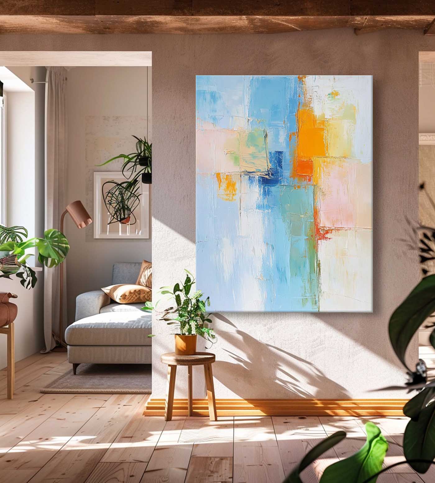 Texture Abstract Oil Painting Bright Large Acrylic Painting On Canvas High Quality Original Artwork