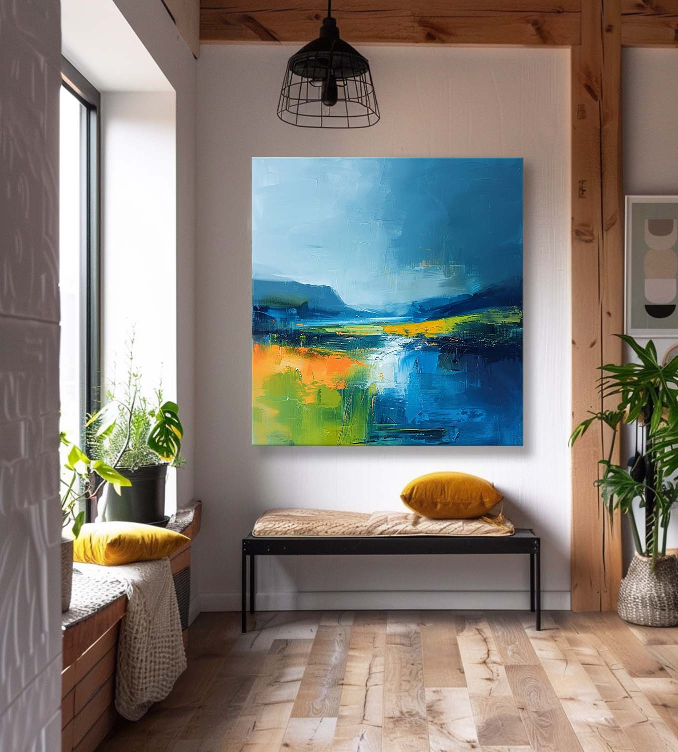 Original Landscape Wall Art Large Abstract Oil Painting On Canvas Modern Minimalist Nature Art for Living Room