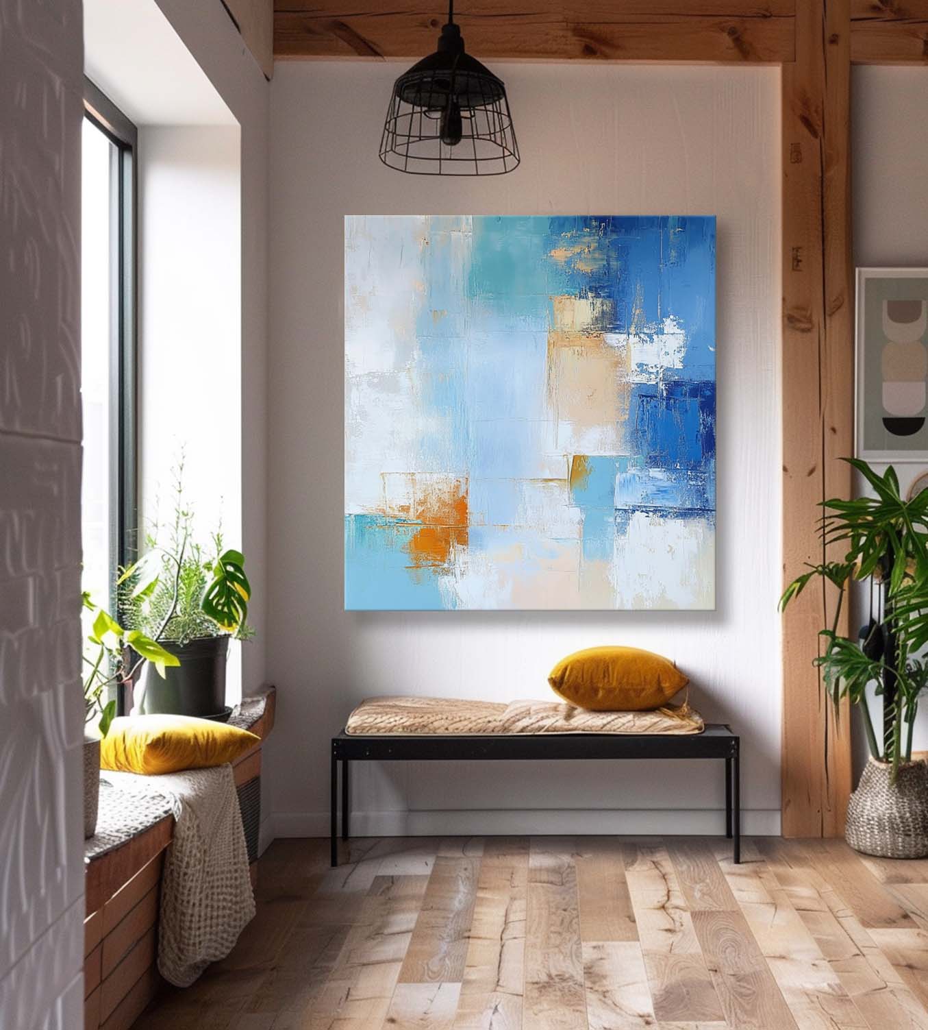 Contemporary Abstract Oil Painting Canvas Color Large Square Texture Abstract Wall Art Framed Home Decorations