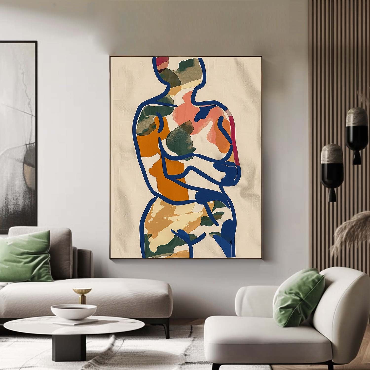 Minimalism Graffiti Oil painting Colors Original Abstract Body Line Outline Wall Art Figure Contour Acrylic Painting