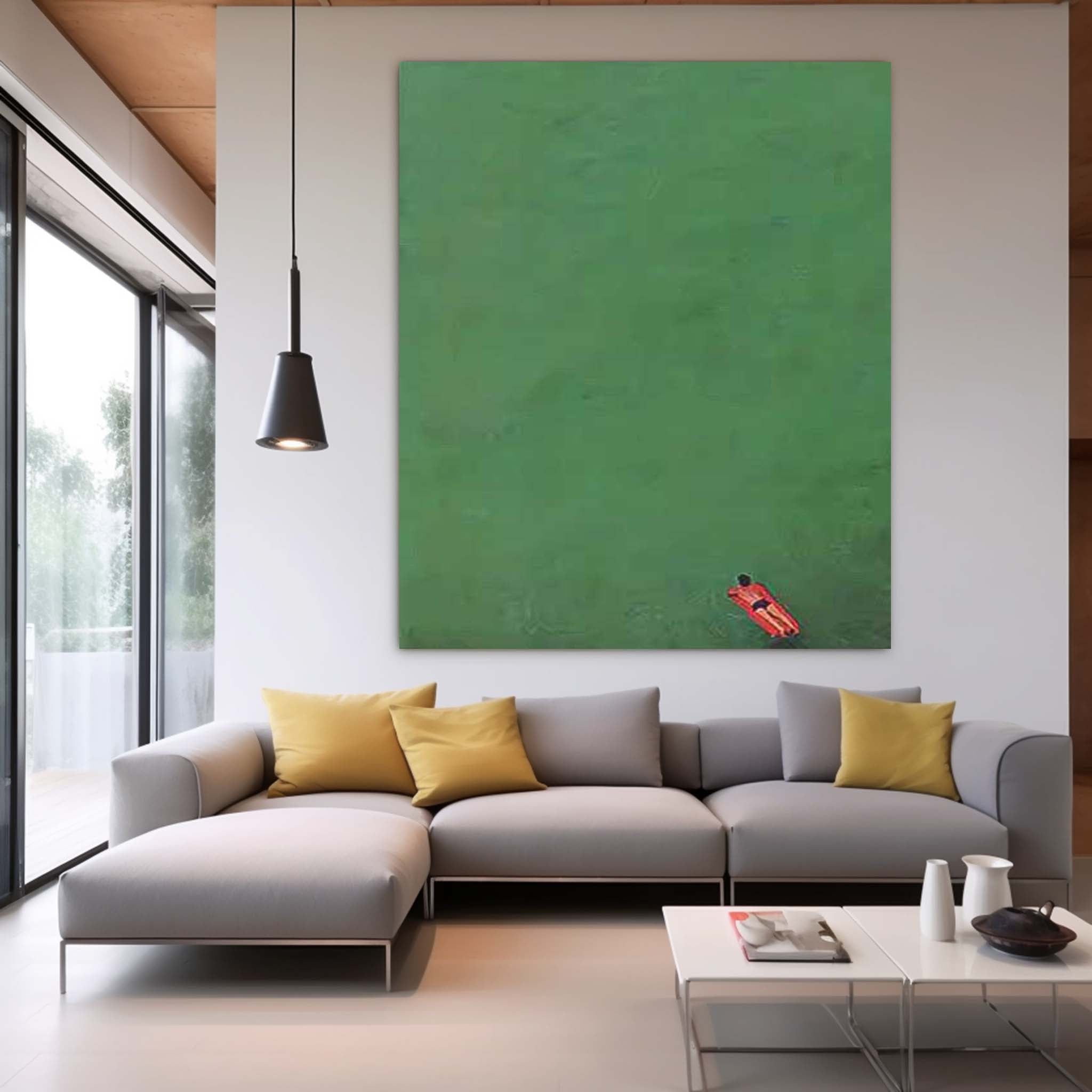 Green Minimalist Canvas Oil Painting Large Abstract Acrylic Painting Original Living Room Wall Art Decor