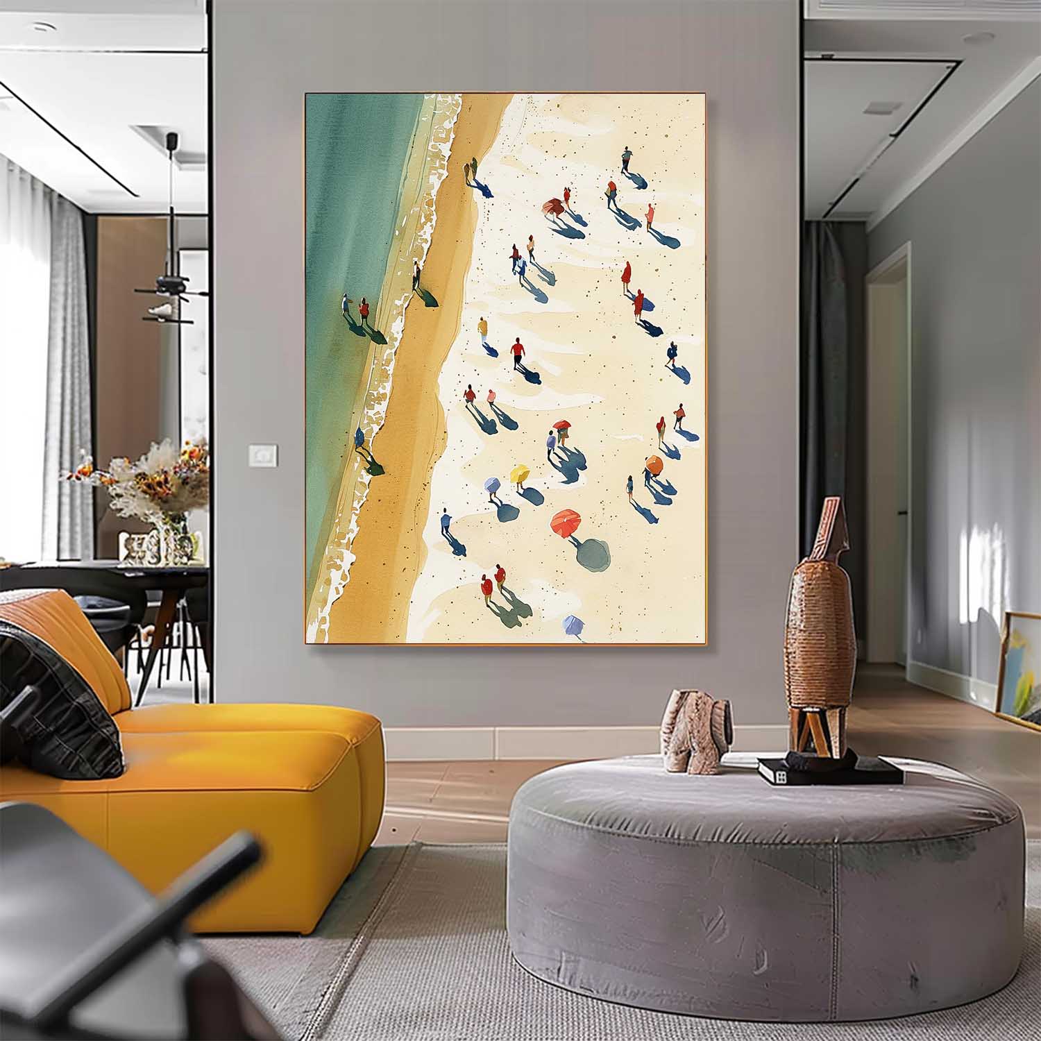 Impressionism Ocean Abstract Large Original Oil Painting On Canvas Modern People And Beach Wall Art Home Decor