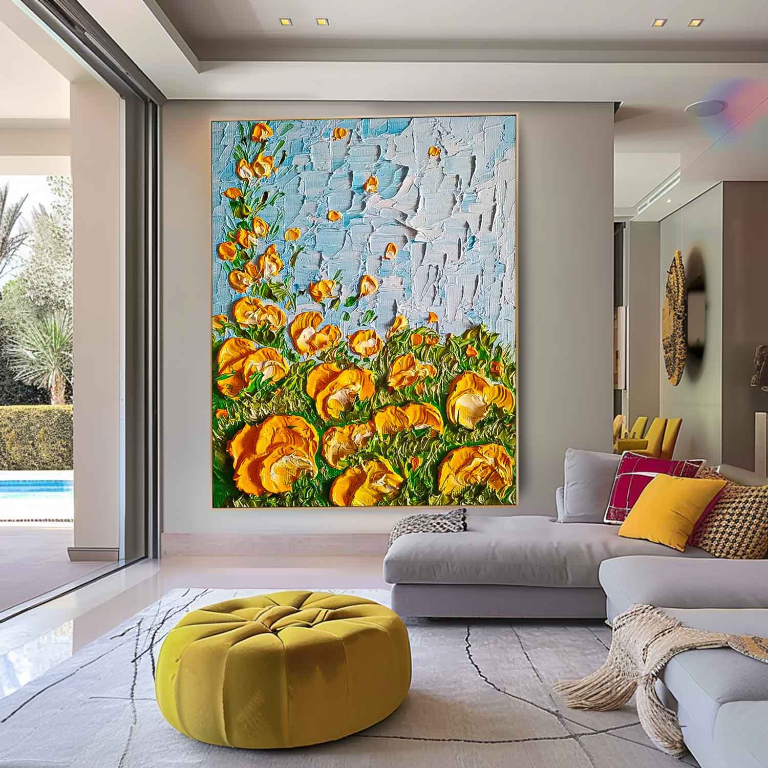 Original Floral Painting Large Textured Wall Art Abstract Flower Acrylic Painting On Canvas Custom Home Decor