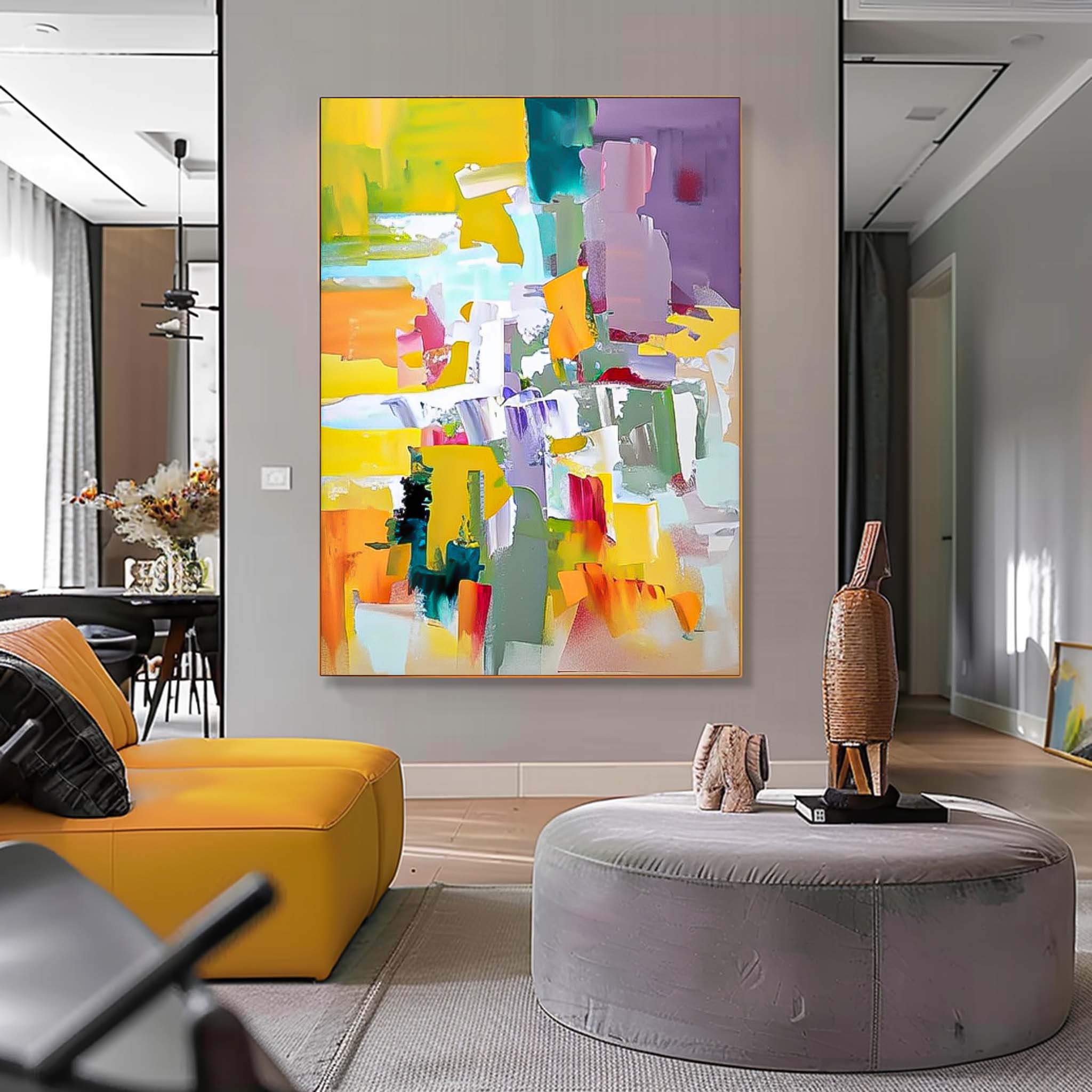 Oversized Abstract Wall Art Contemporary Acrylic Painting For Sale Bright Color Original Artwork Canvas