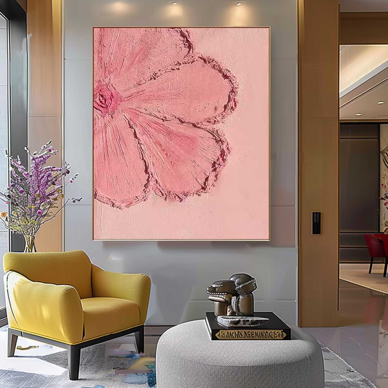 Pink Texture Original Modern 3D Flowers Artwork Abstract Petal Oil Painting On Canvas Floral Wall Art Home Decor