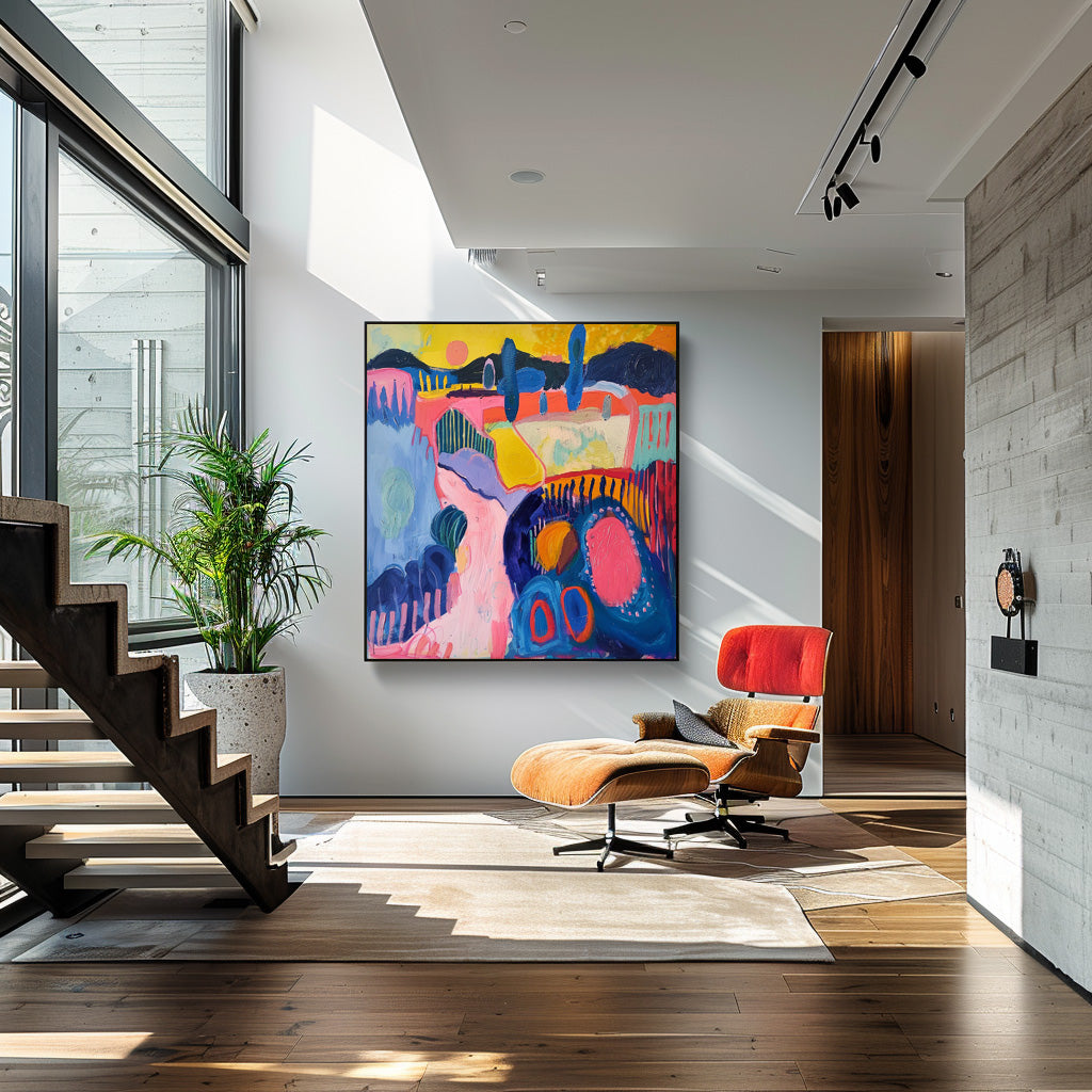 Original Scenery Oil Painting Abstract Graffiti Wall Art Color Texture Acrylic painting Contemporary Art