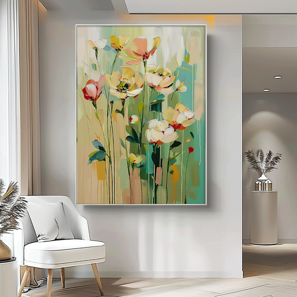Contemporary Floral Paintings Summer Painting Framed Large Textured Abstract Flower Paintings Floral Wall Art