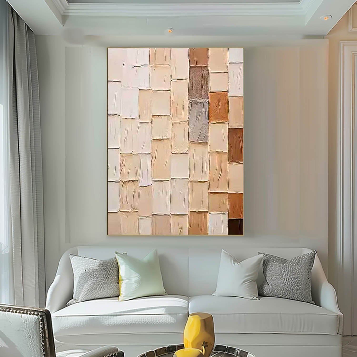 Geometric Color Blocks Original Abstract Oil Painting On Canvas Modern Wall Art Large Acrylic Painting Framed