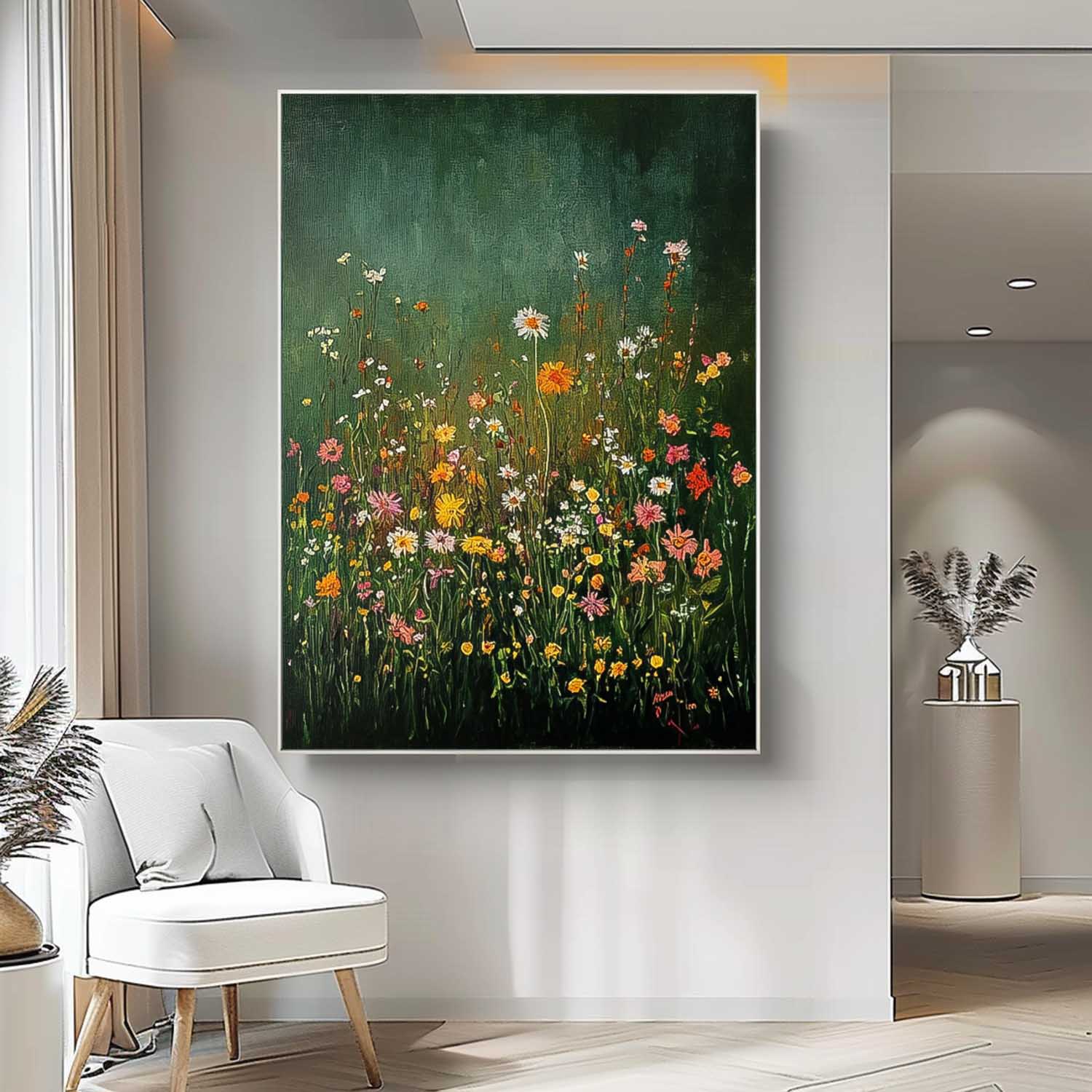Beautiful colorful Flowers Artwork Big Original Texture Abstract Flower Oil Painting On Canvas Framed