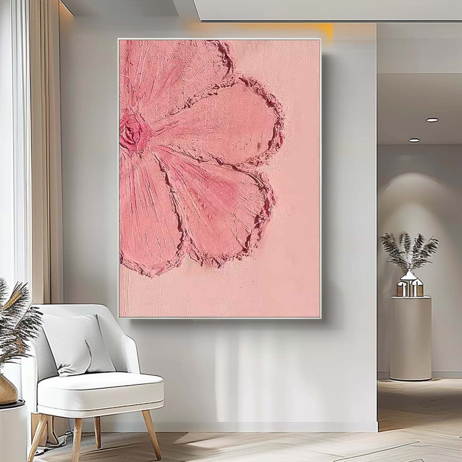 Pink Texture Original Modern 3D Flowers Artwork Abstract Petal Oil Painting On Canvas Floral Wall Art Home Decor