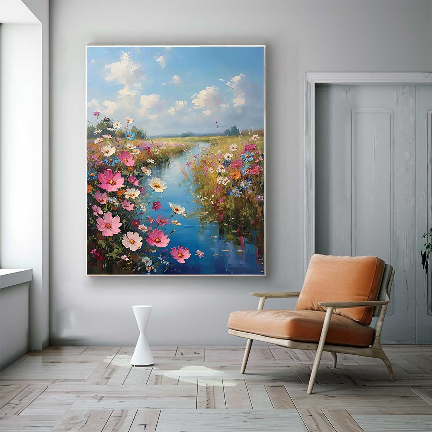 Abstract Riverside Scenery Wall Art Acrylic Painting Large Landscape Oil Painting On Canvas Home Decor