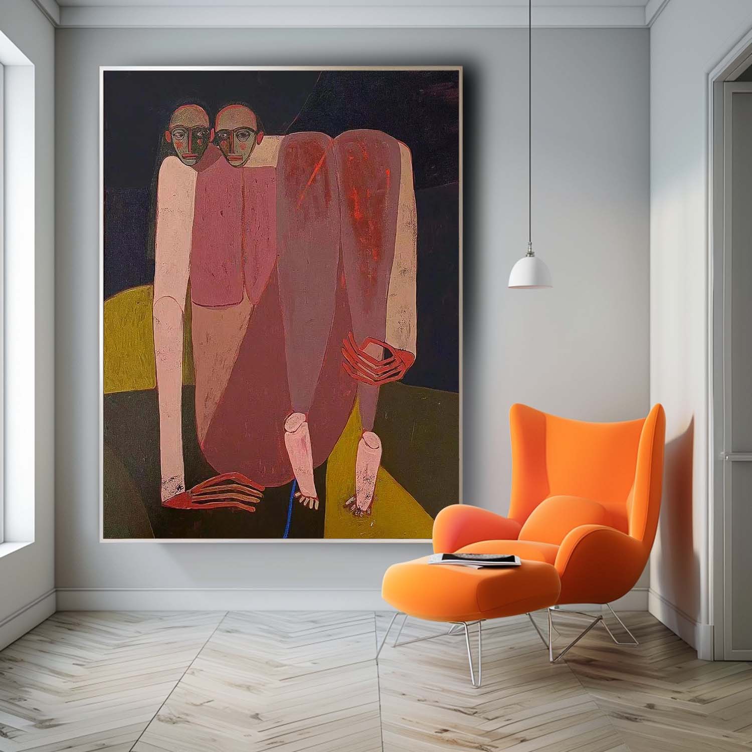 Warm Color Abstract Artwork Large Figure Painting Original Funny Niche Body Wall Art For Living Room