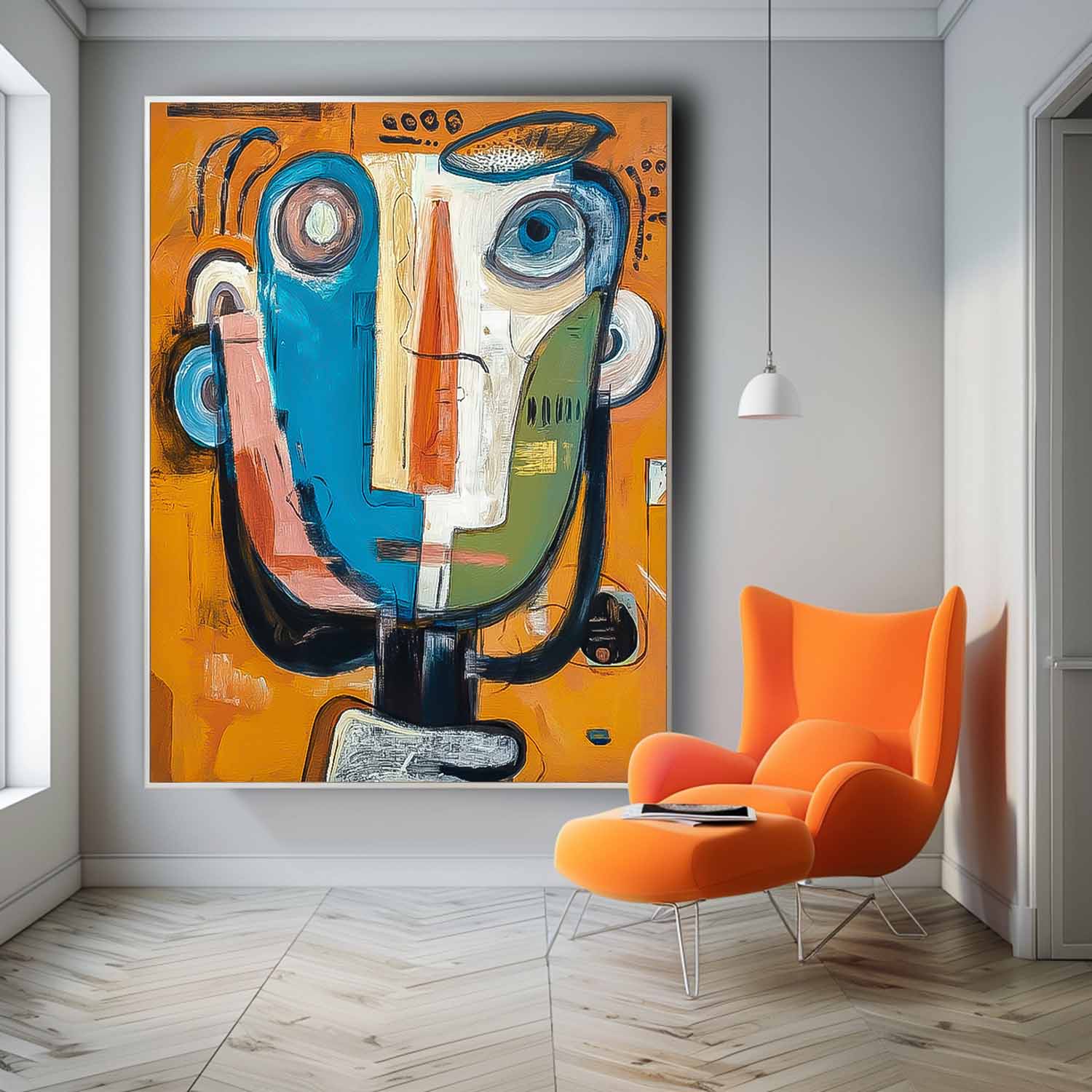 Large People Wall Art Abstract Portrait Oil Painting On Canvas Original Cute Face Painting For Living Room