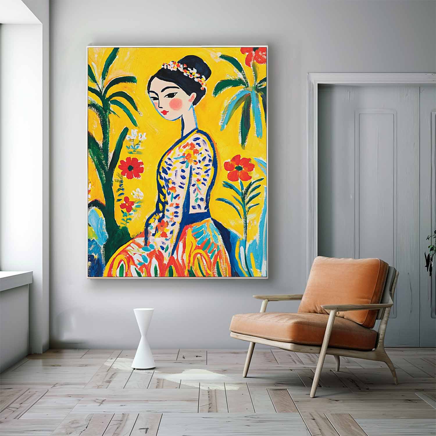 Lady In Gold Painting Artwork Cute Girl In A Romantic Vintage Style Gorgeous Original Modern Wall Art