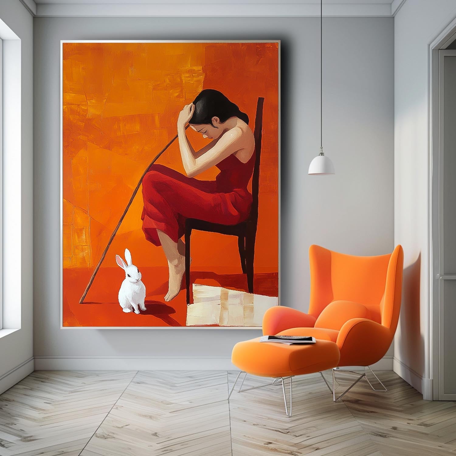 Portrait Modern Artwork Abstract Profile Oil Painting On Canvas Vibrant Color Original Texture Girl Wall Art