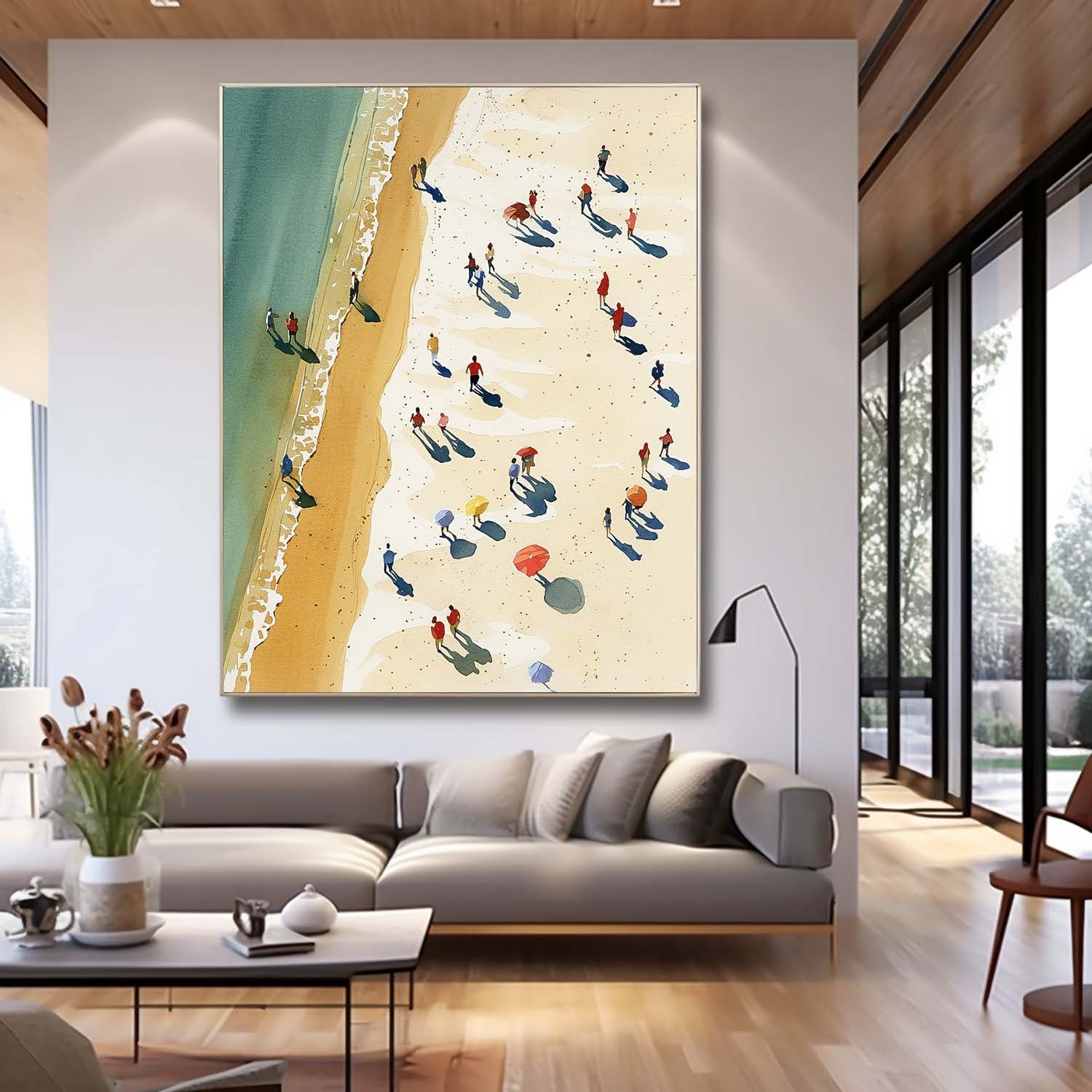 Impressionism Ocean Abstract Large Original Oil Painting On Canvas Modern People And Beach Wall Art Home Decor