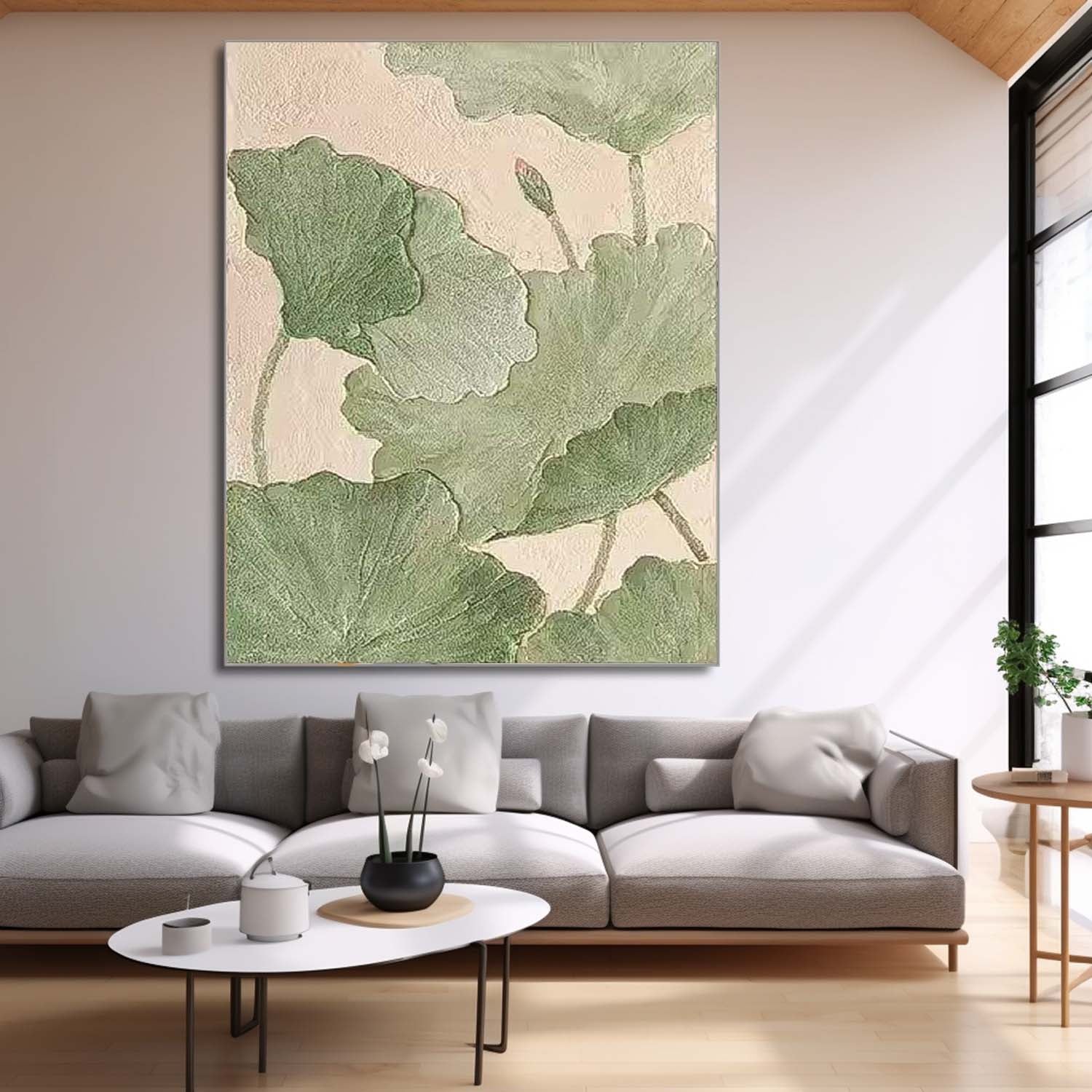 Original Modern Flowers Artwork Abstract Lotus Leaf Oil Painting On Canvas Floral Wall Art Home Decor