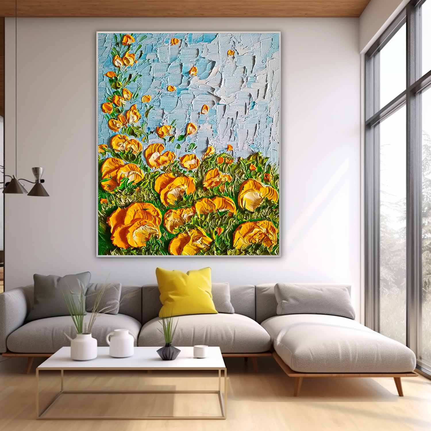Original Floral Painting Large Textured Wall Art Abstract Flower Acrylic Painting On Canvas Custom Home Decor