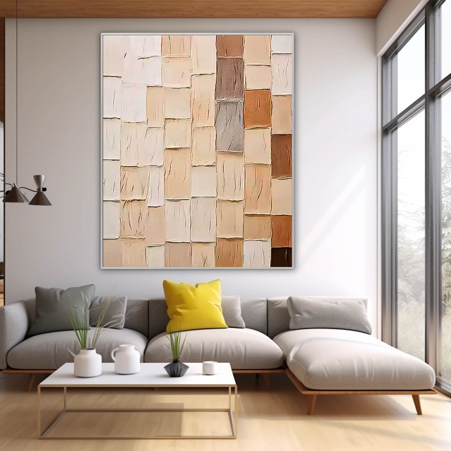 Geometric Color Blocks Original Abstract Oil Painting On Canvas Modern Wall Art Large Acrylic Painting Framed