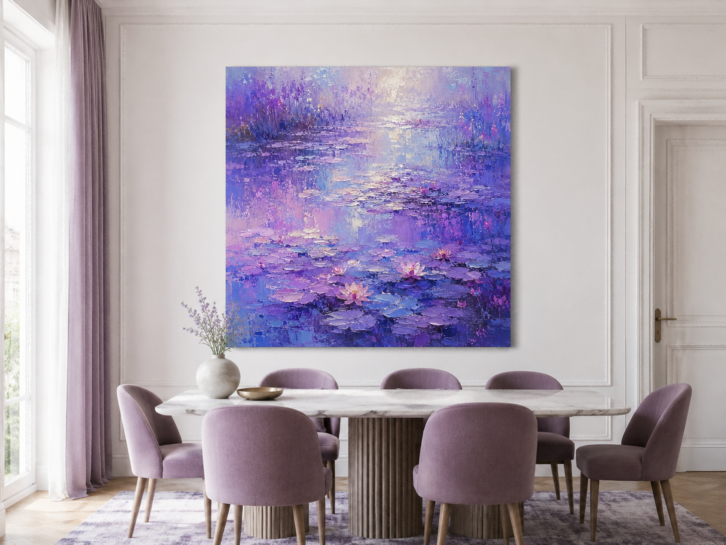 Modern Impressionist Floral Art With Dreamy Violet Tones