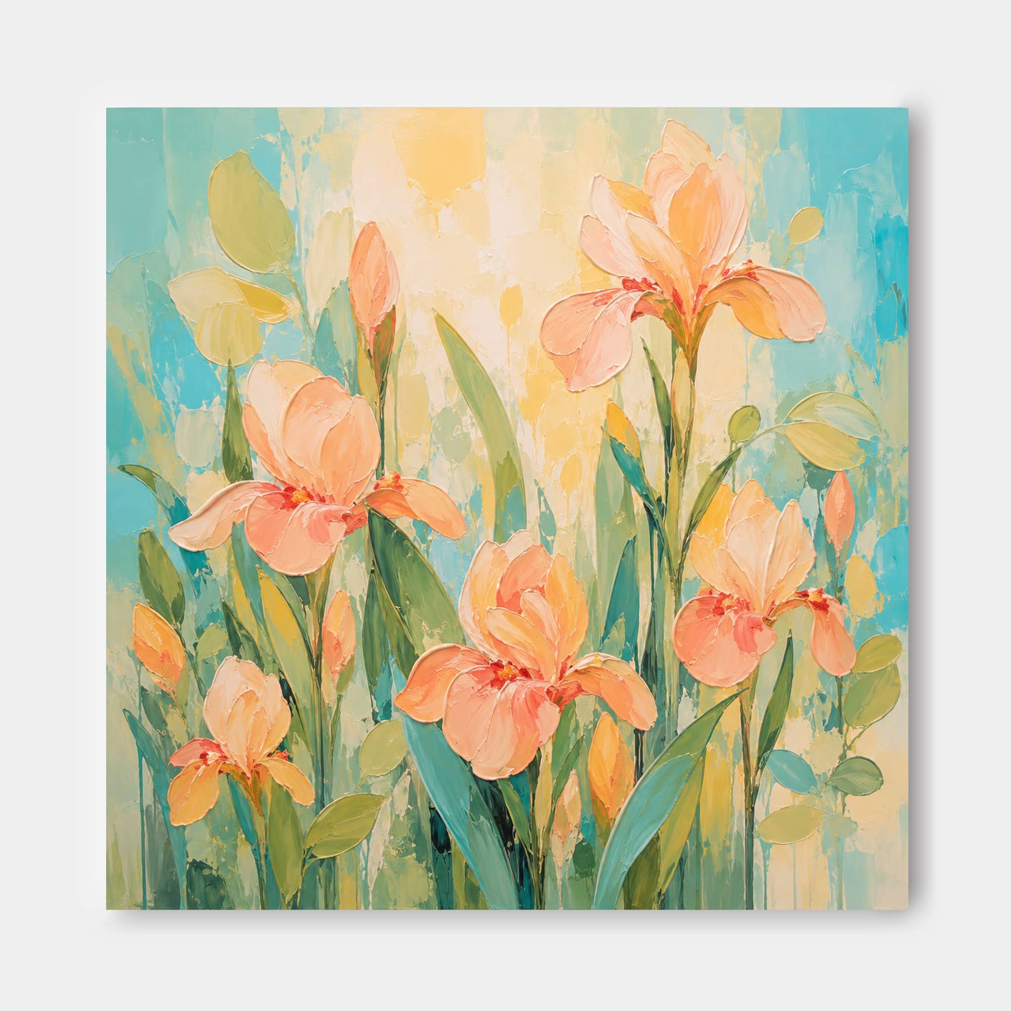 Impasto Abstract Flower Painting Bright Colorful Canvas Art Collection