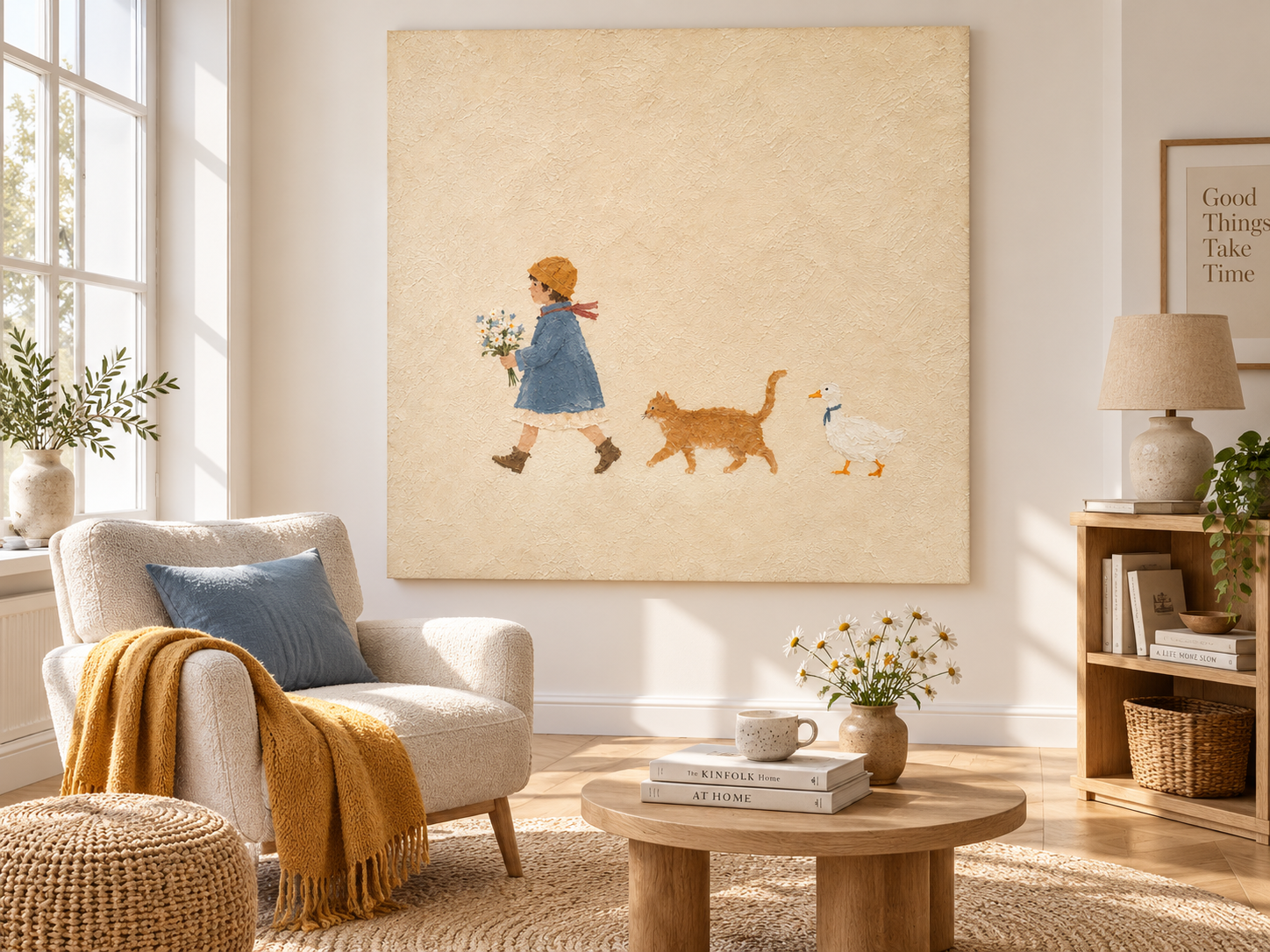 Whimsical Nursery Wall Art Hand-Painted Square Canvas For Kids Room