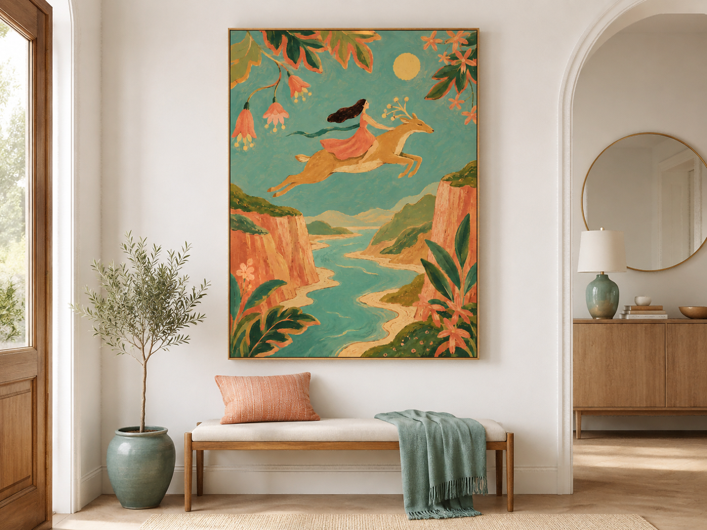 Whimsical Canyon River Wall Art For Bohemian Living Room