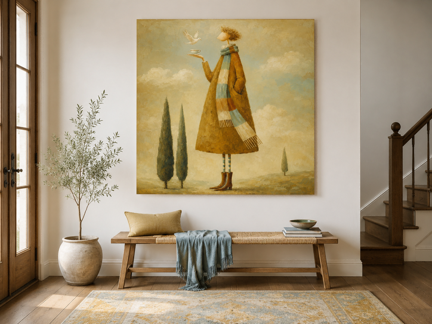 Abstract Surrealist Painting With Impasto Texture In Warm Earth Tones