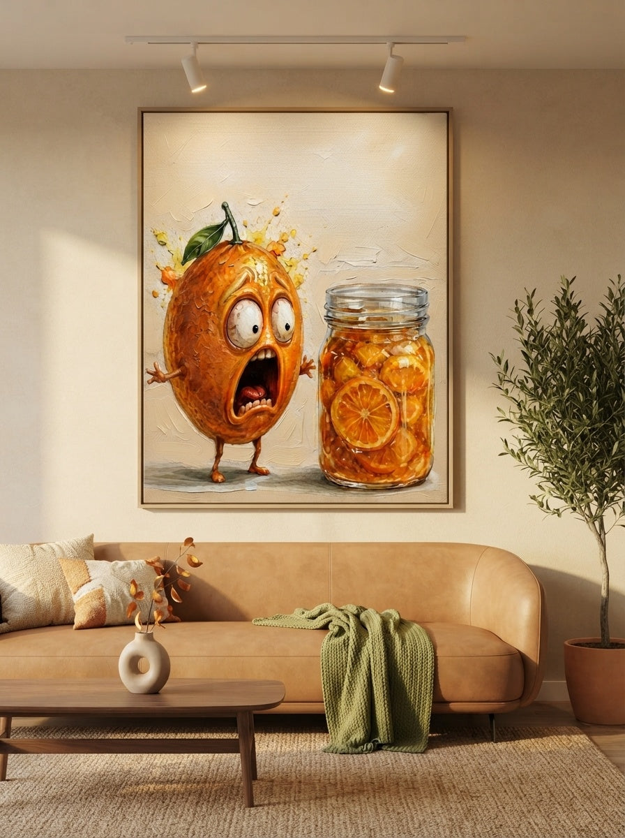 Funny Abstract Orange Painting Pop Art Canvas For Kitchen Wall Decor