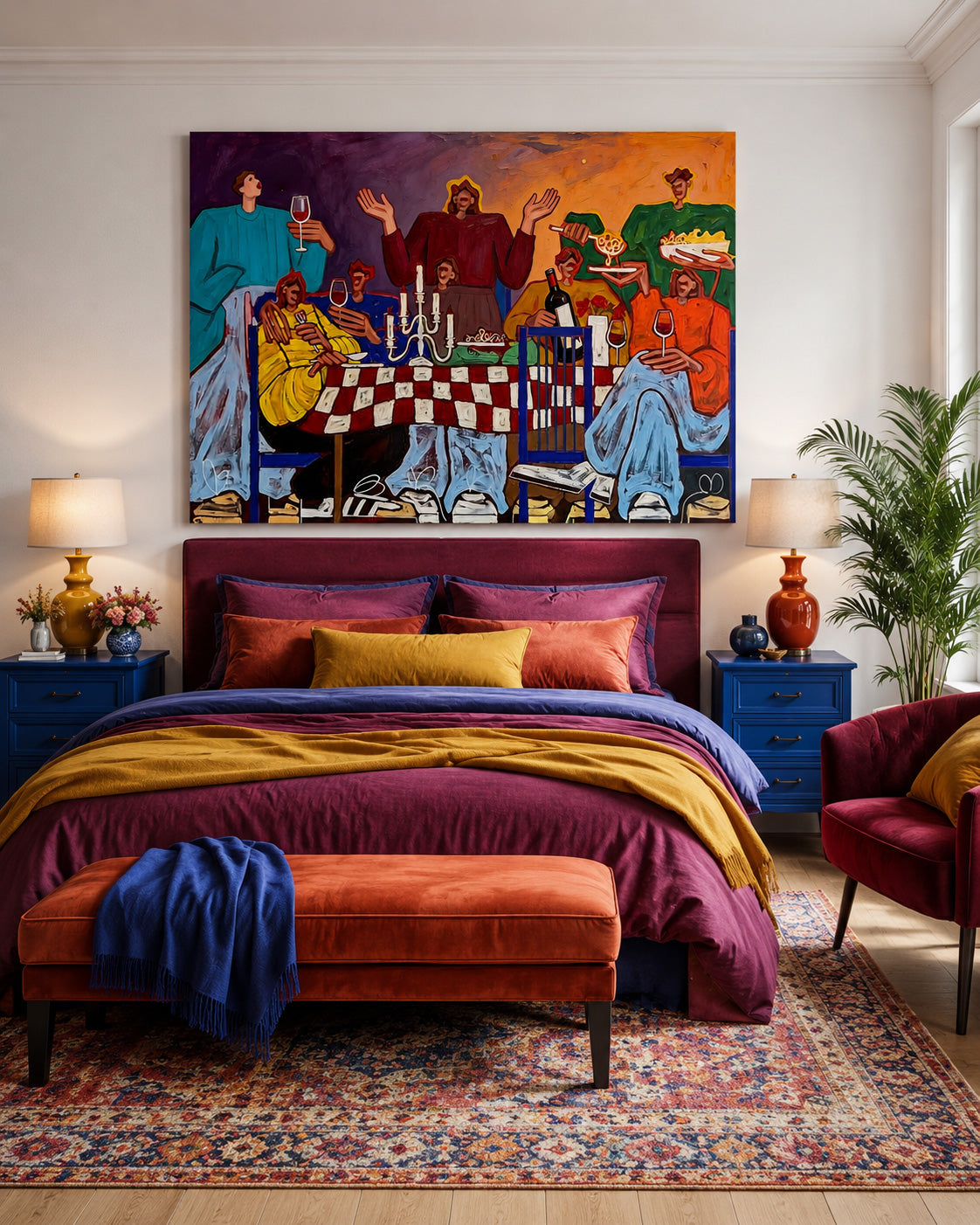 Colorful Dinner Party Art Print To Enhance Your Dining Room Atmosphere