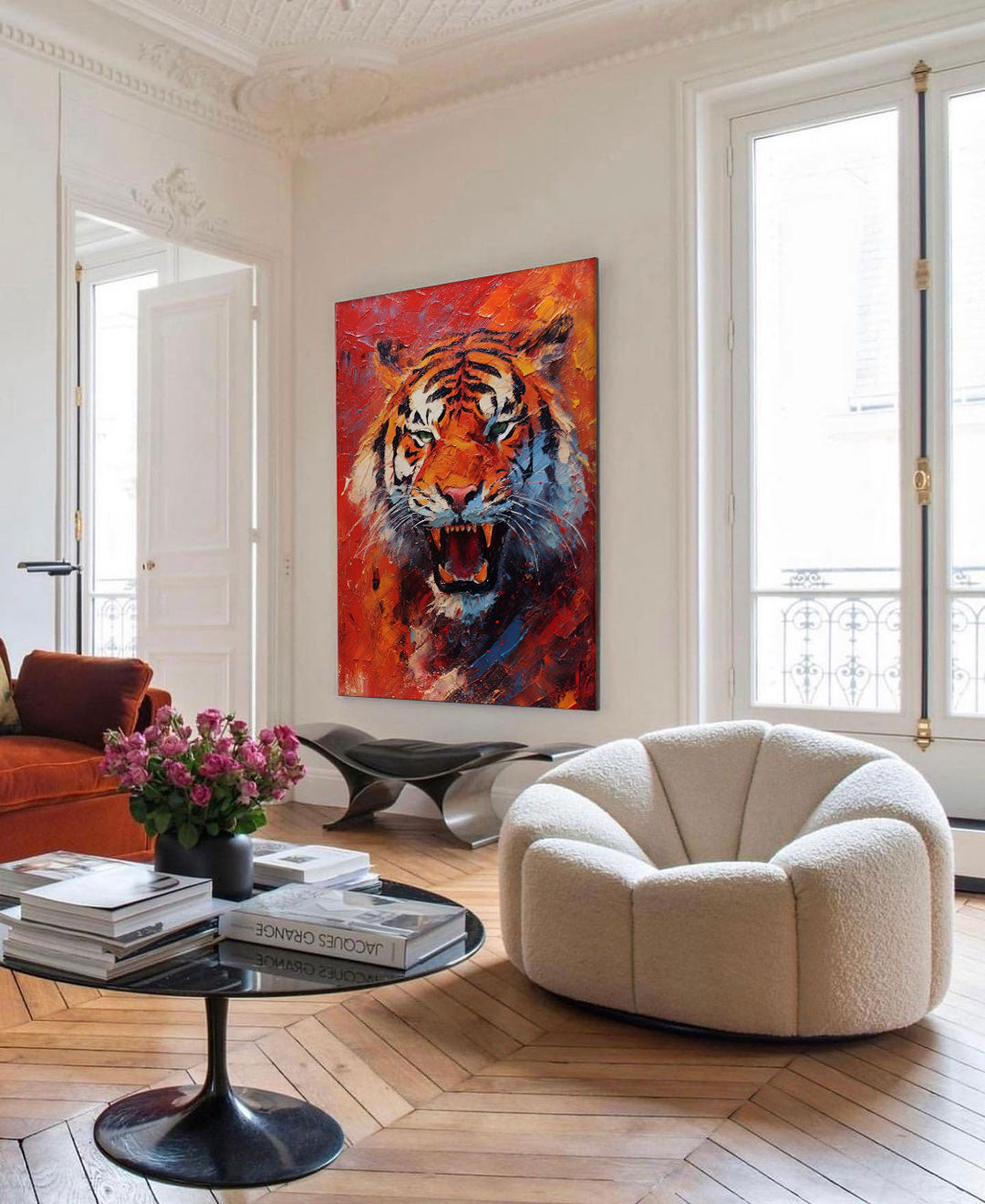 Impressionist Bright Tiger Canvas Oil Painting Original Tiger Canvas Wall Art Texture Modern Animal Oil Painting Home Decor