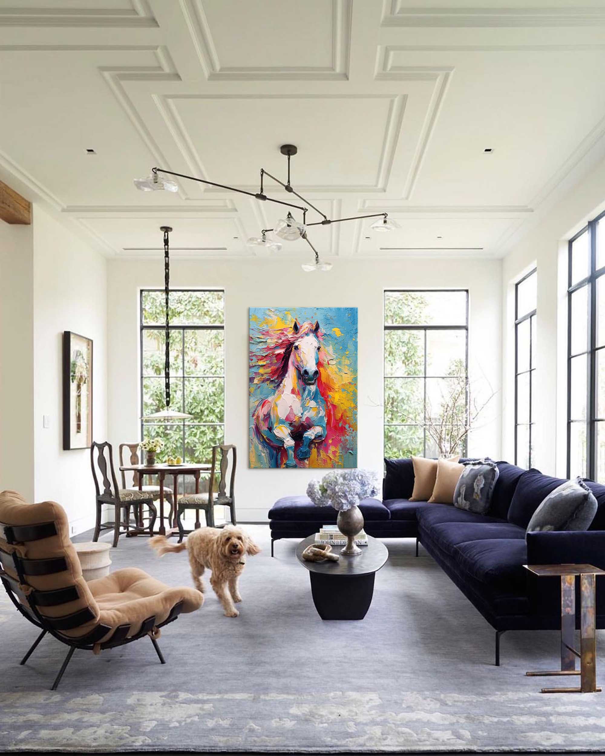 Color Horse Oil Painting Large Modern Texture Animal Oil Painting Impressionist Horse Wall Art Living Room Decor