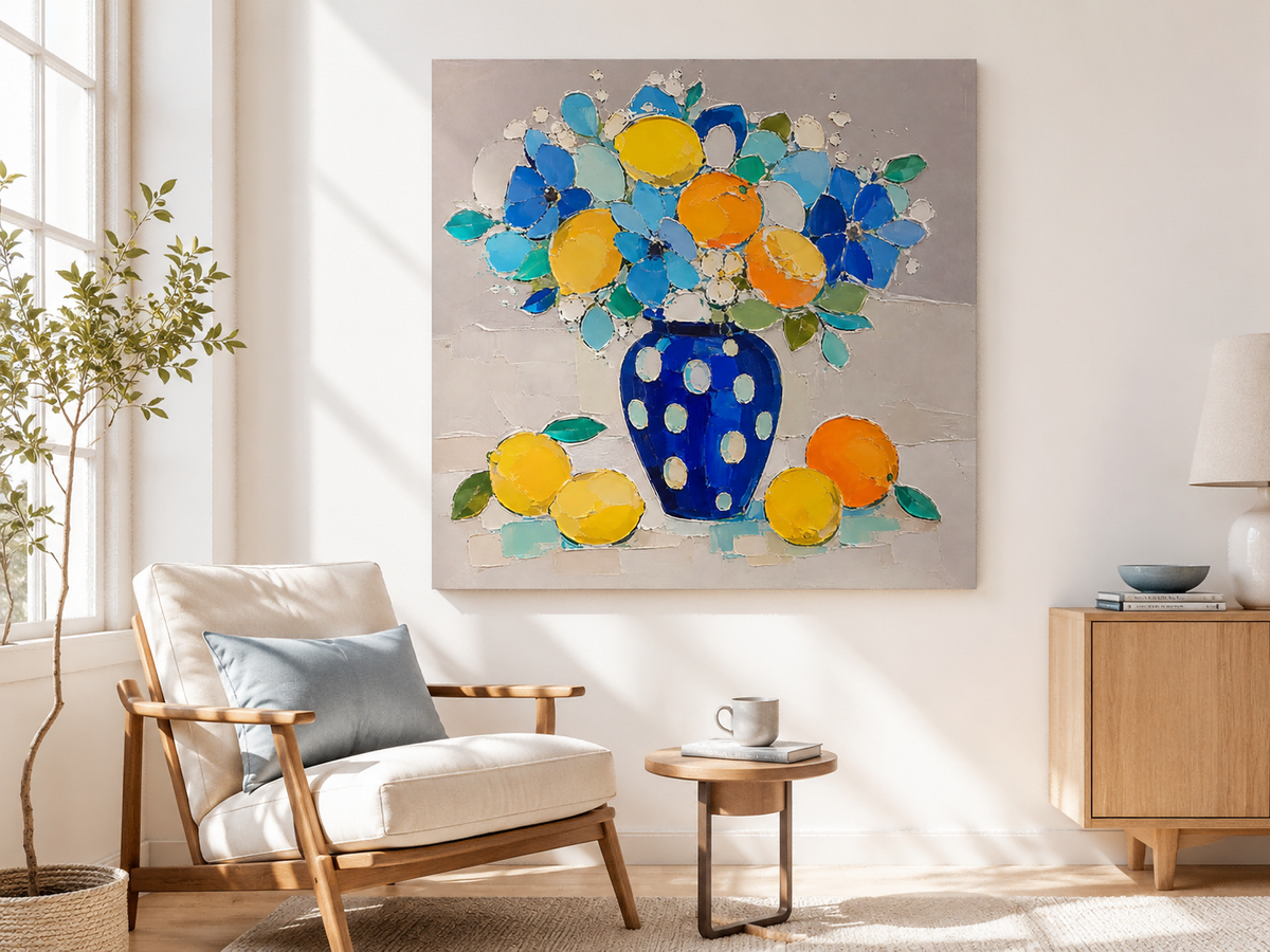 Abstract Impasto Floral Painting With Bold Textured Brushstrokes