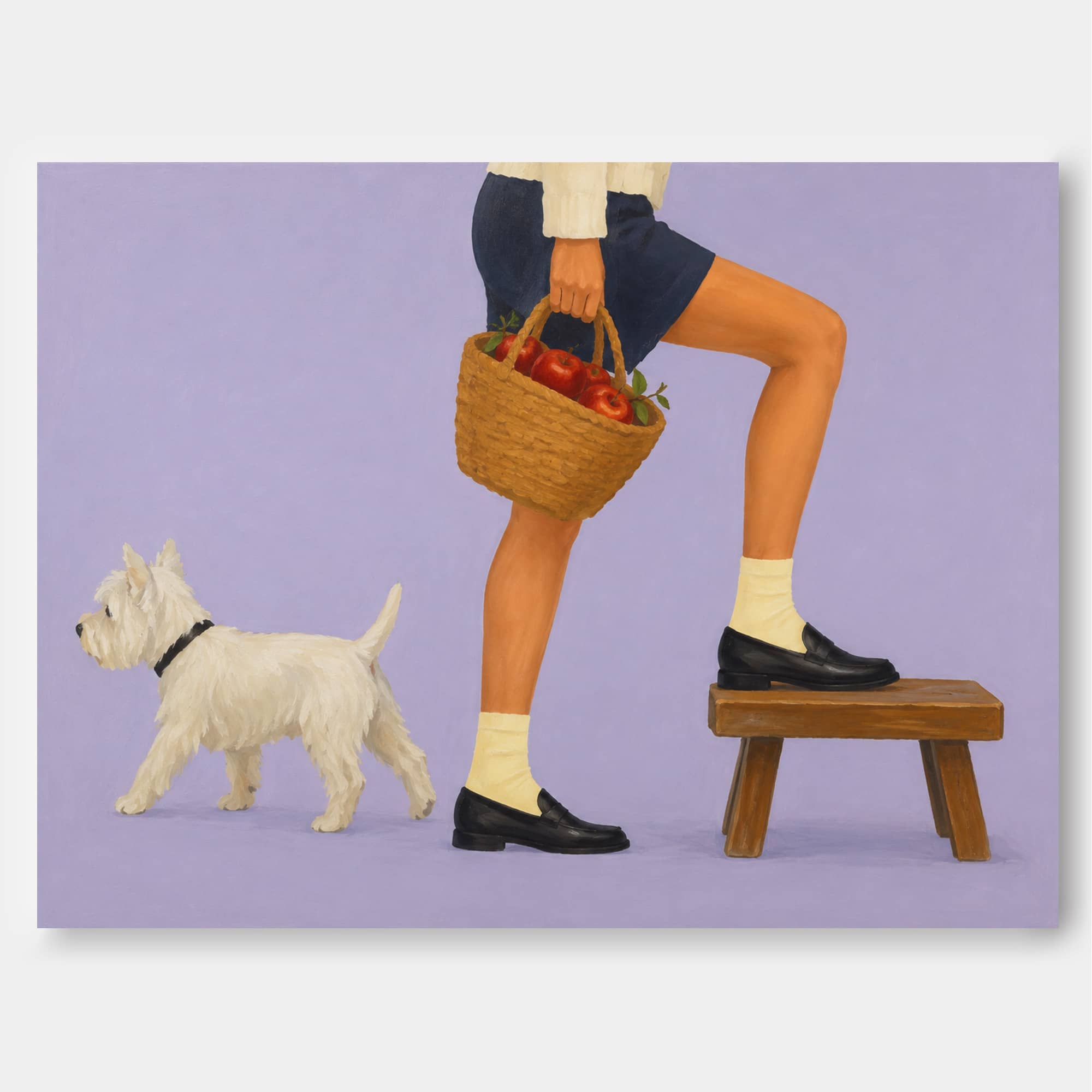 Minimalist Daily Life Oil Painting Style Canvas Art For Cozy Home Decor Modern Living Room Wall Art With Purple Background And Animal Theme Canvas