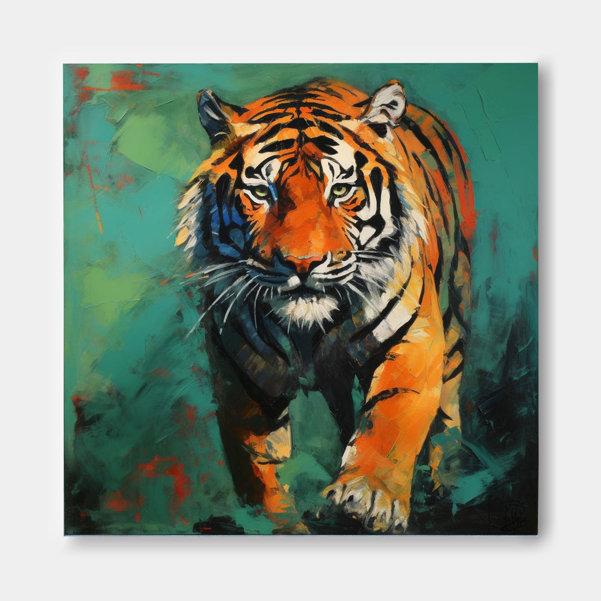Original Abstract Tiger Canvas Oil Painting Modern Tiger Canvas Wall Art Large Animal Artwork Home Decor
