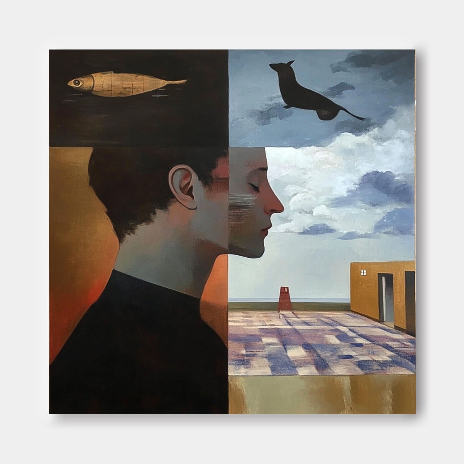 Origina Figure Acrylic Painting Canvas Colorful Animal Abstract Wall Art Square Large Portrait Artwork