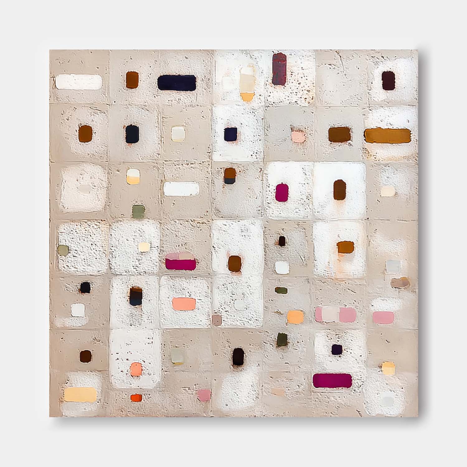 Abstract Geometry Acrylic painting Large Square Color Block Texture Painting Framed Original Wall Art