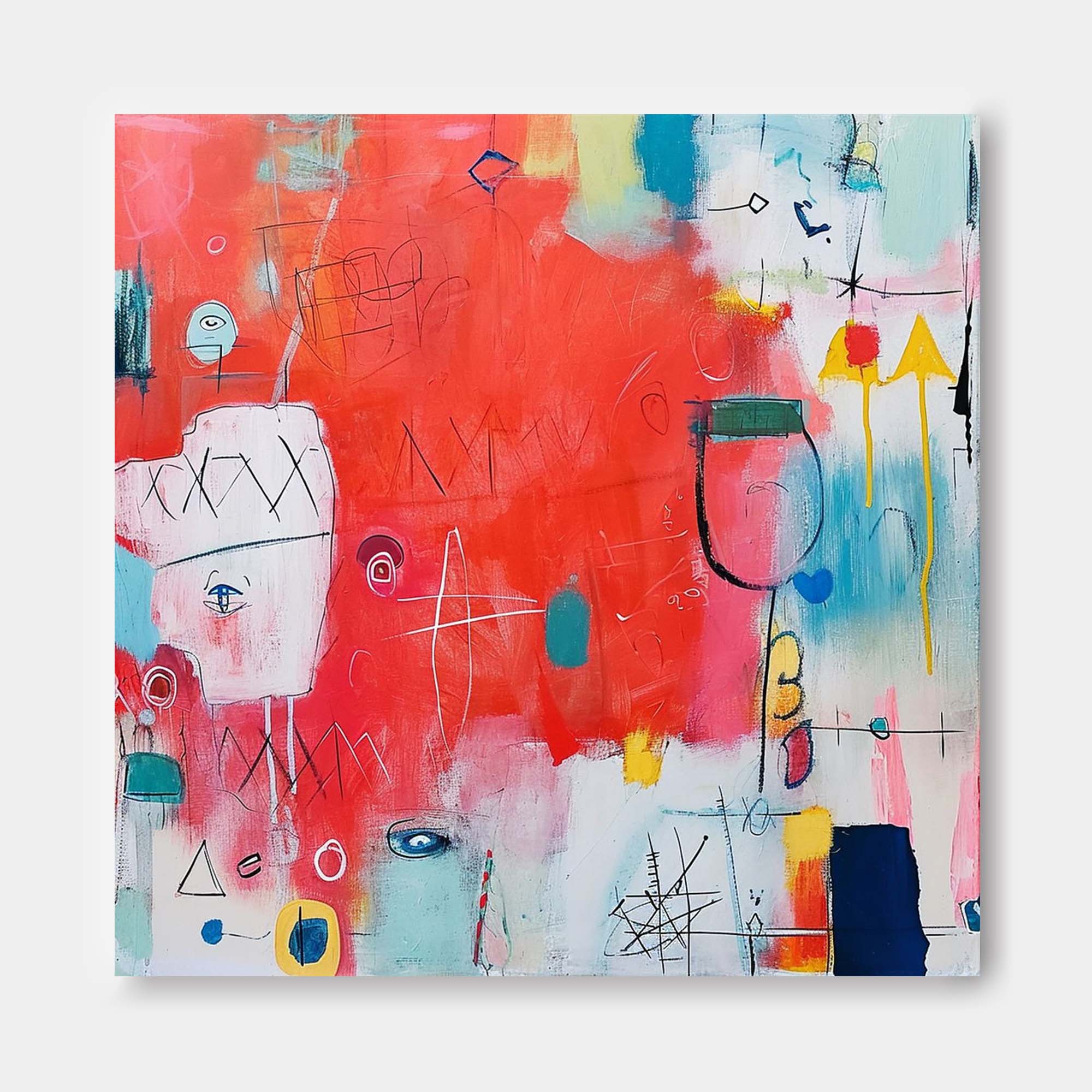 Red Abstract Canvas Art Framed Extra Large Bright Contemporary Art For Living Room