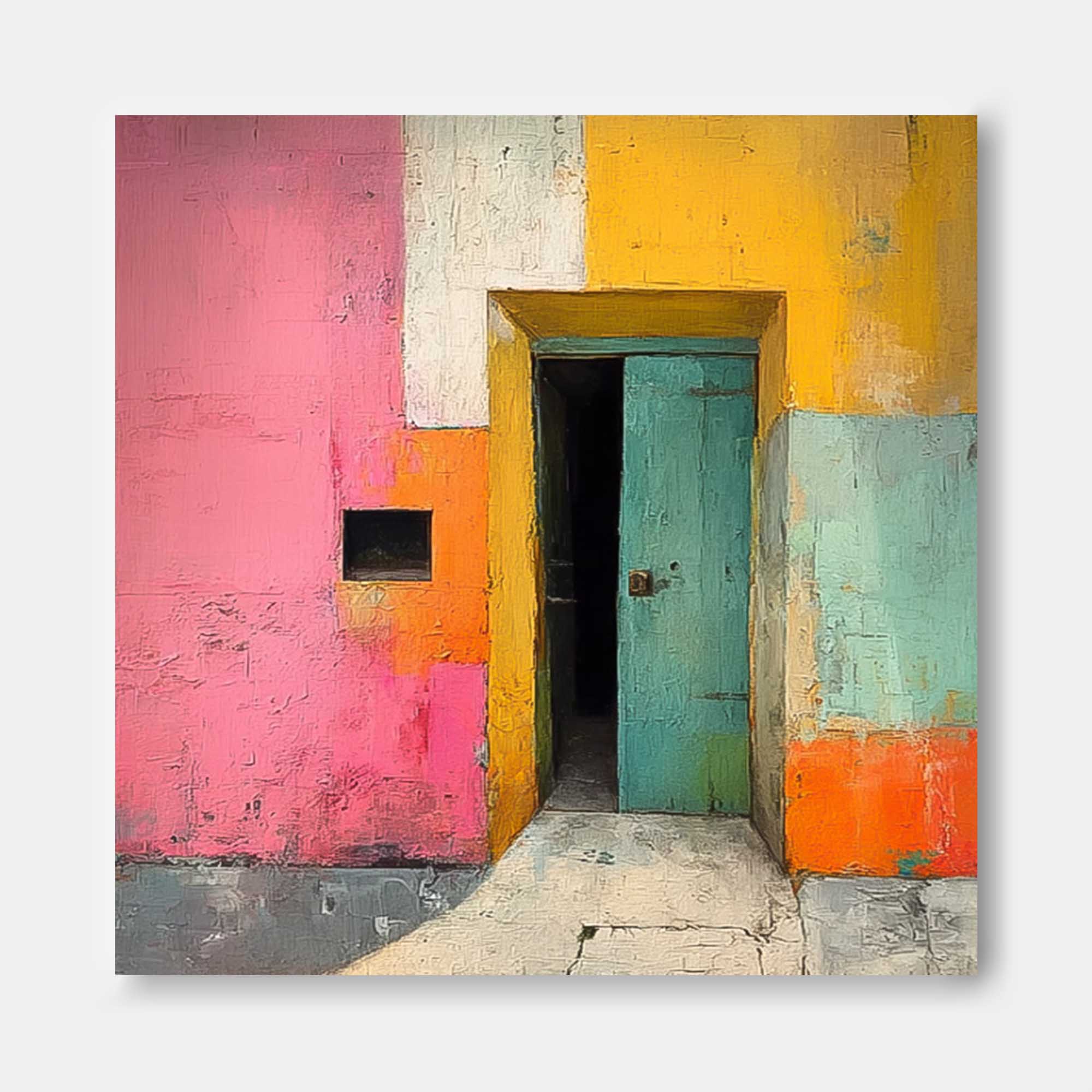 Abstract Acrylic painting Original Vibrant Doorway Wall Art Large Architectural Door Painting Framed