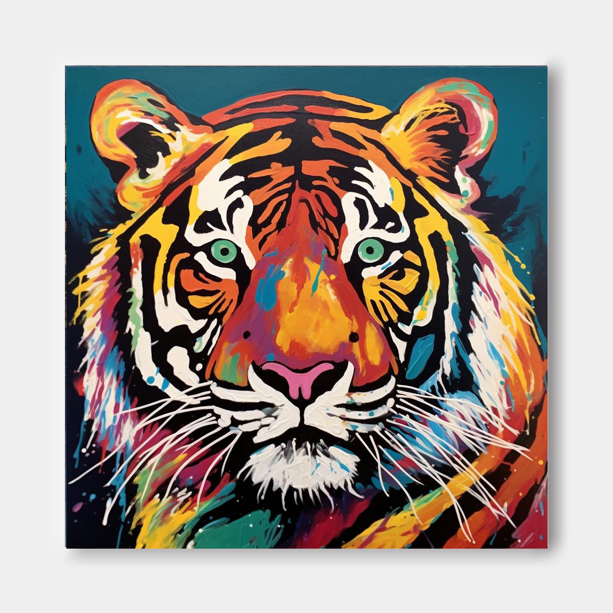 Original Tiger Oil Painting On Canvas Large Abstract Tiger Canvas Wall Art Modern Impressionist Animal Artwork for Living Room Bedroom