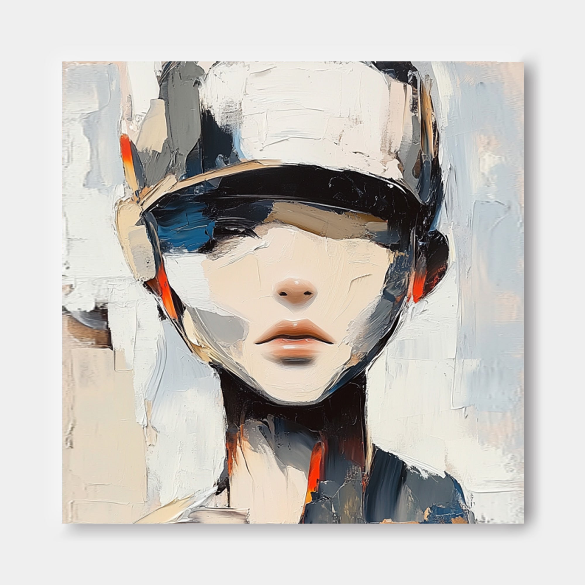 Original Abstract Woman painting Portrait Texture Minimalism Girl Portrait Woman Faceless Painting
