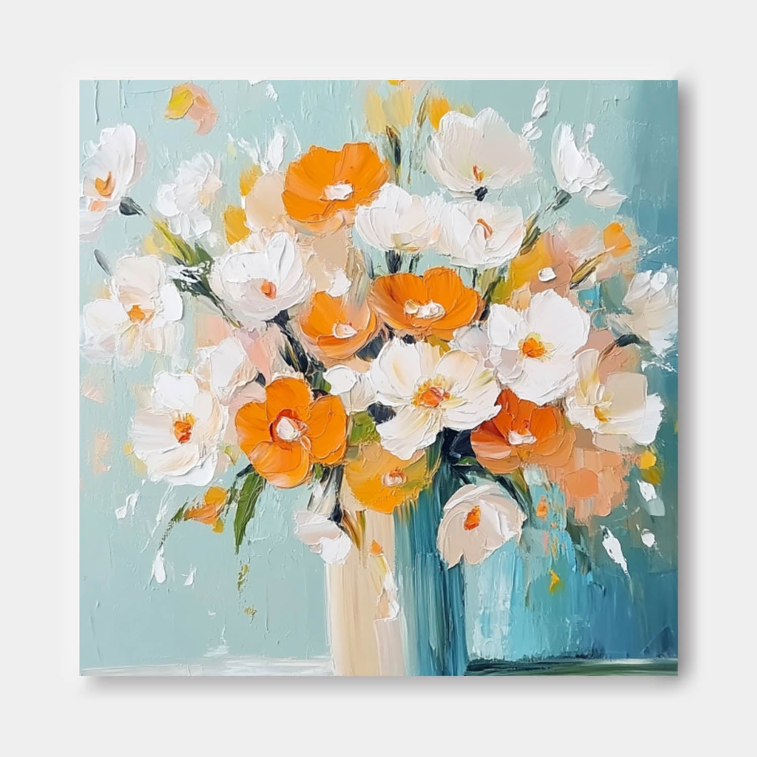 Large Textured Flower Painting Original Beautiful Vase Art Modern Floral Wall Art Home Decor