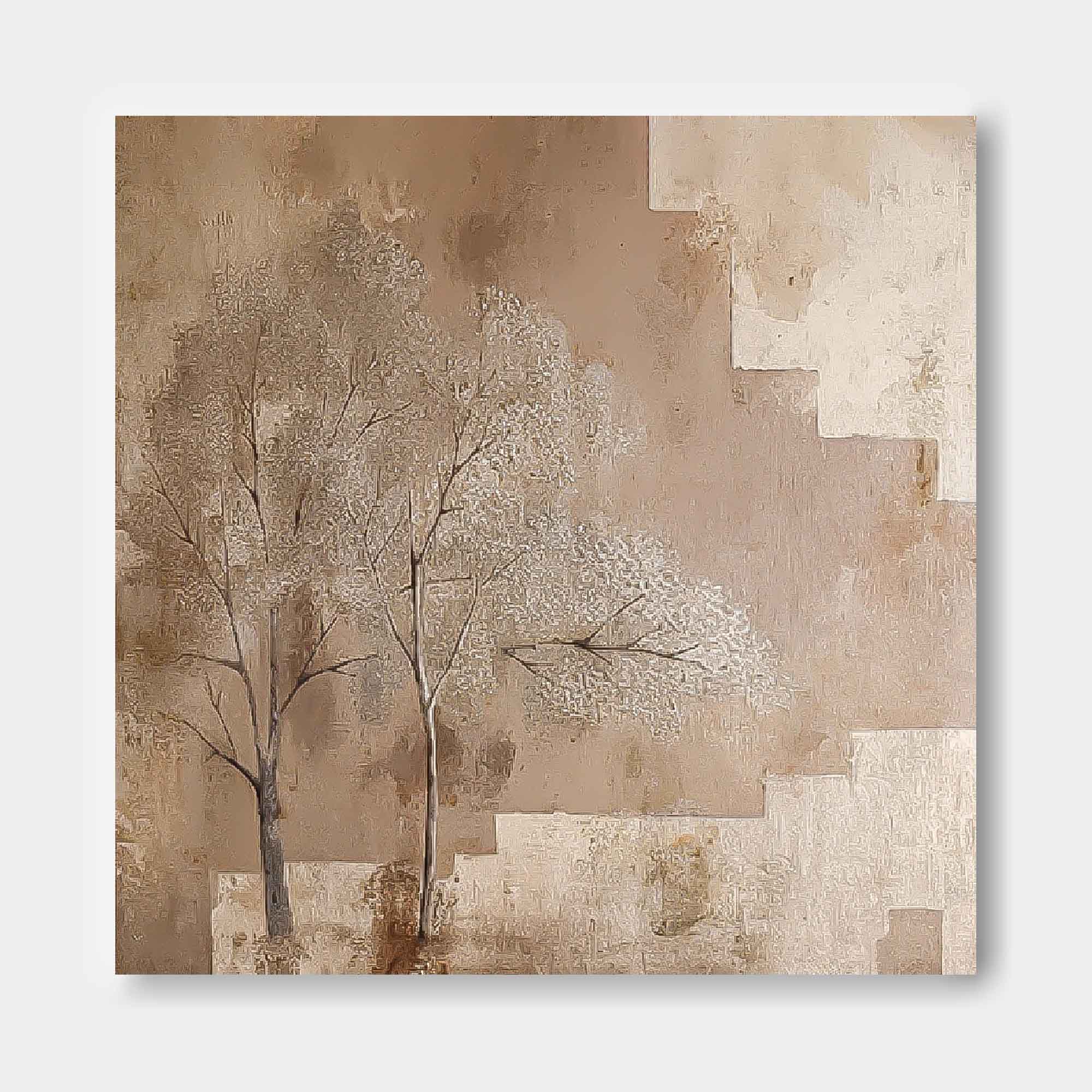 Wabi Sabi Square Acrylic Painting Canvas Great  Abstract Tree Art Original Painting Home Decor